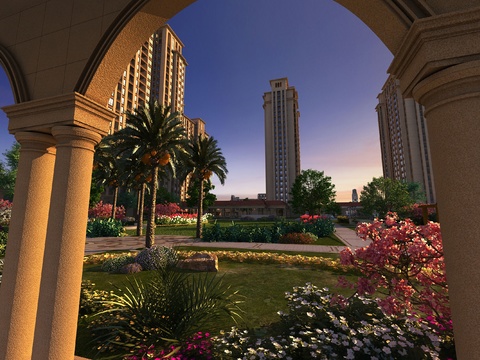 European Community Dusk Garden Landscape