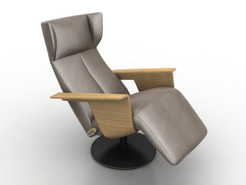 Modern Minimalist Solid Wood Leather Recliner Free