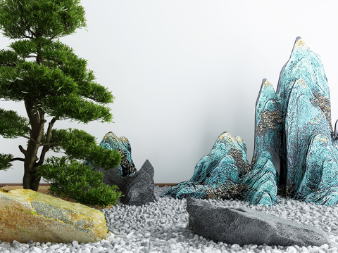 New Chinese-style rockery pine gardening sketch