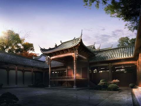 Chinese ancient architecture temple psd