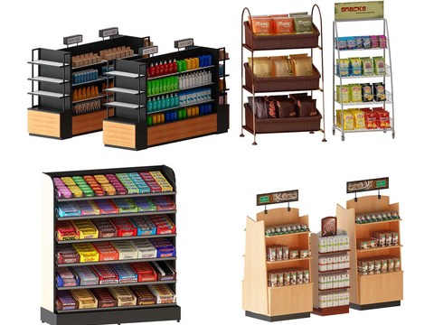 Modern supermarket goods shelves