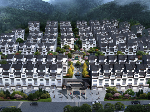 new chinese residential building bird's eye view psd