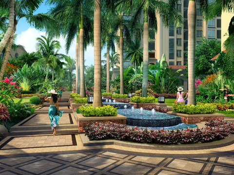 modern tropical residential district landscape psd