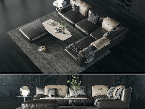 Fendi Modern Leather Corner Sofa Combo