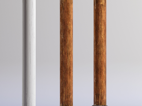 Solid Wood Column Carved Cylinder