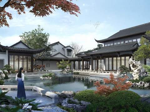 New Chinese Garden Landscape psd