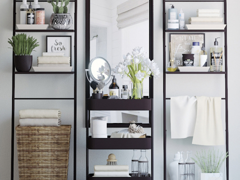 Modern towel storage basket Bath Shelf combination