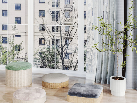 Japanese-style futon cushion stool