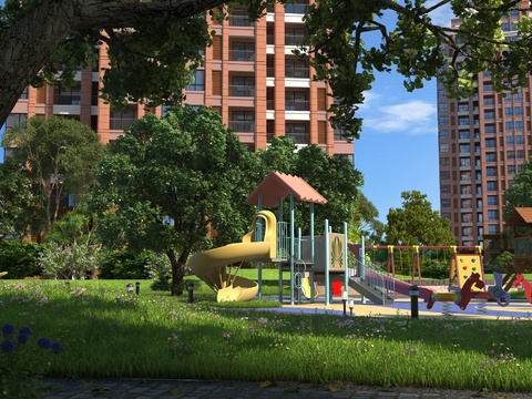 Modern community children's play area landscape