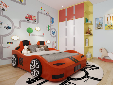 Modern minimalist creative cartoon kids Bedroom free