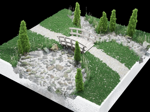 Landscape sketch stone bridge micro-terrain