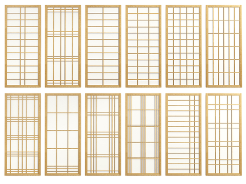 Japanese-style solid wood grid screen partition