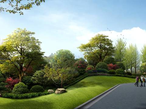 Neo-Chinese Style road landscape psd