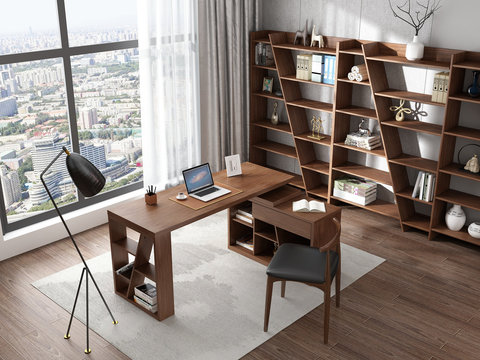 Nordic Log Desk Bookshelf