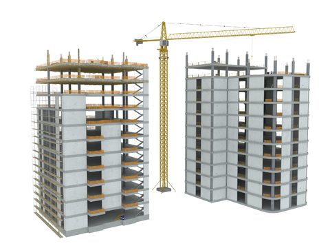 Construction site tower crane