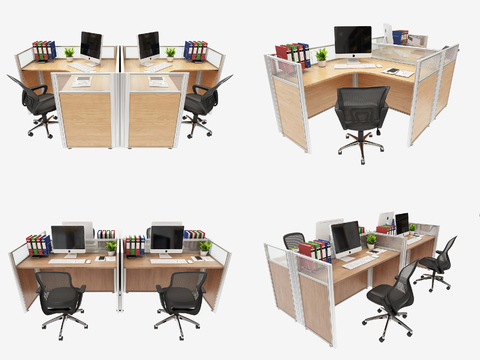 Modern office desk and chair card position