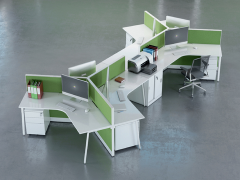 Modern office desk and chair card position