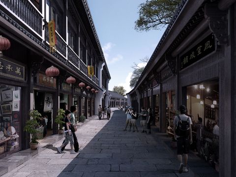 new chinese commercial street psd