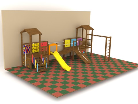 Modern wooden slide children's play facilities free