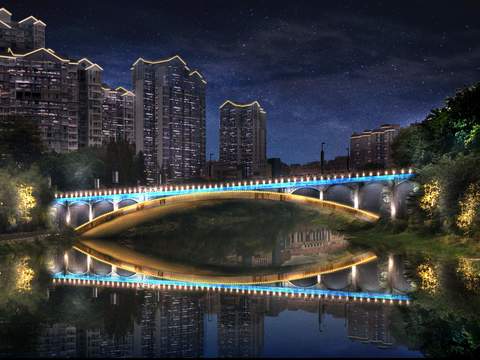 bridge overpass night scene psd