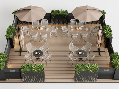 Outdoor tables and chairs outside the cafe