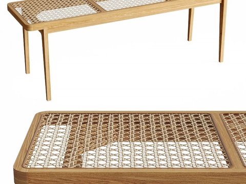 Nordic rattan bed end stool