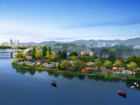 modern wetland park garden bird's eye view psd