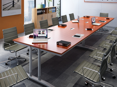 Modern Metal Solid Wood Conference Table