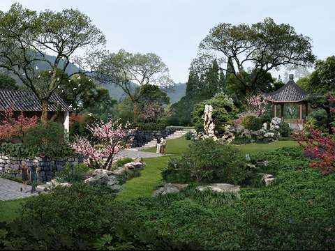 New Chinese Garden Landscape psd