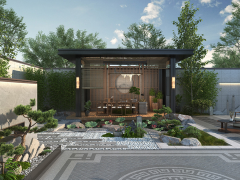 New Chinese Courtyard Garden Balcony Landscape