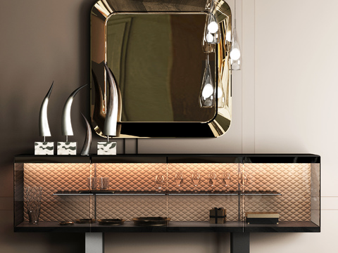 Italian Cattelan italia brand modern Affordable Luxury Style leather glass end view cabinet