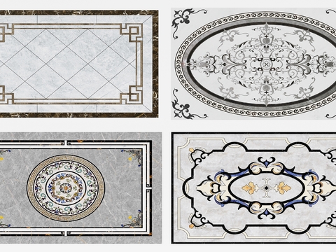 Neo-Chinese Style Marble Floor Parquet