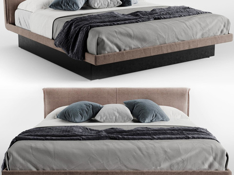 Modern simple fabric double bed free