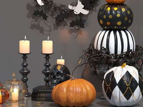 Desktop ornaments Halloween candlestick pumpkin sculpture