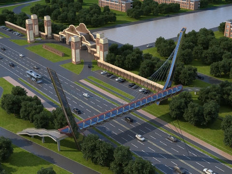 modern highway pedestrian bridge