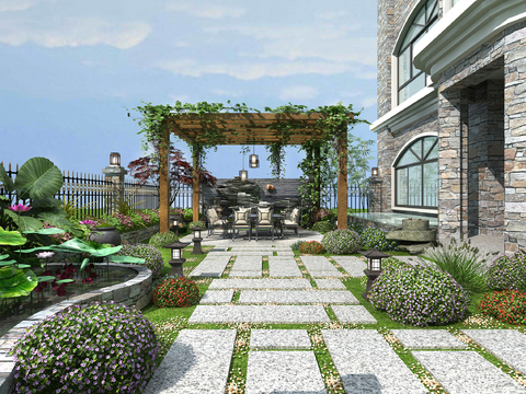 Modern courtyard garden landscape