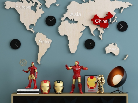 Modern World Map Pendant Iron Man Ornaments