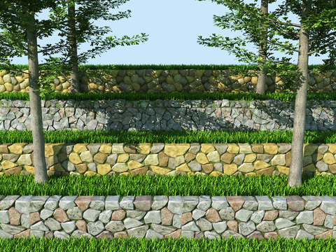 Natural wind revetment stone wall landscape