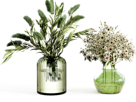 Water-raised green plant vase floral arrangement