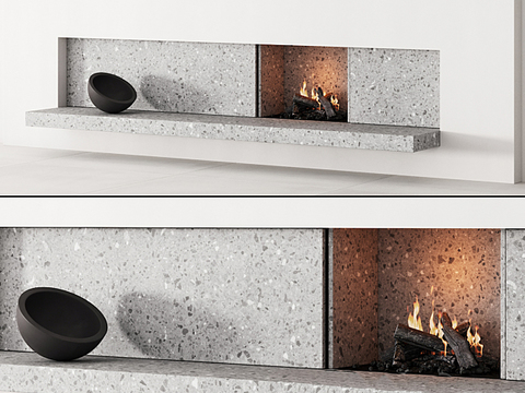 Modern minimalist terrazzo fireplace free