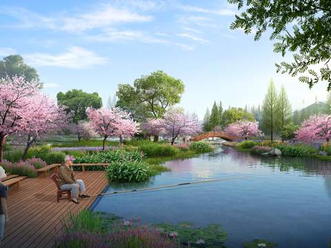 Modern Riverside Park Landscape psd