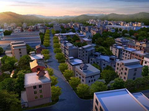 Bird's-eye view of self-built residential buildings psd