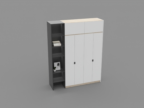 Modern minimalist solid wood wardrobe free