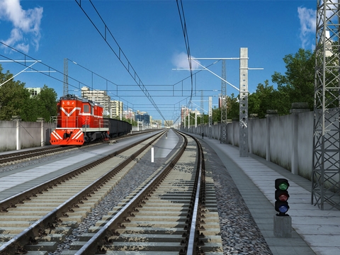 Modern Train Track Scene