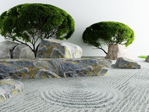 New Chinese pine rockery gardening sketch