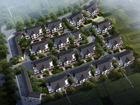 new chinese residential building bird's eye view psd