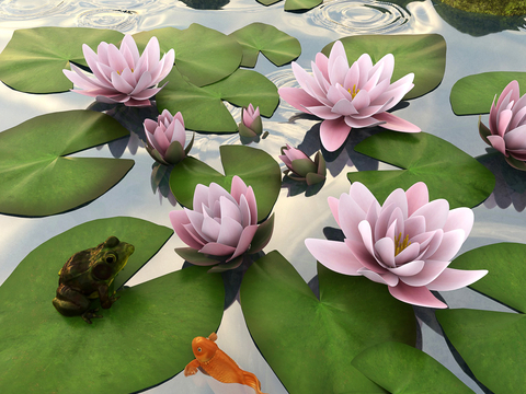 Modern Frog Goldfish Lotus