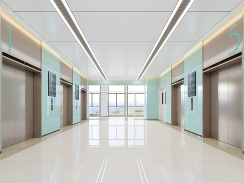 Modern Hospital Elevator Hall Elevator Room