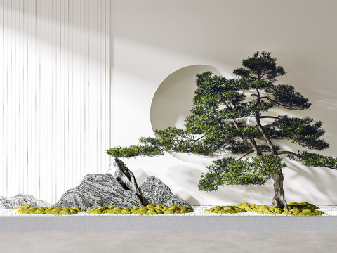 New Chinese-style rockery pine gardening sketch