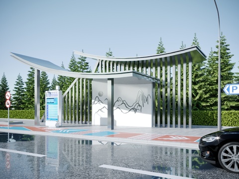 New Chinese-style Bus Station Waiting Booth